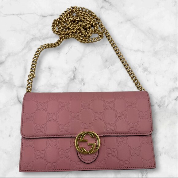 Gucci Sima GG Interlocking Wallet on a Chain - Pink - Picture 2 of 11